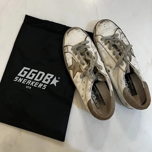 Golden Goose Superstar Leather Sneakers in Silver/White - Picture 3 of 12